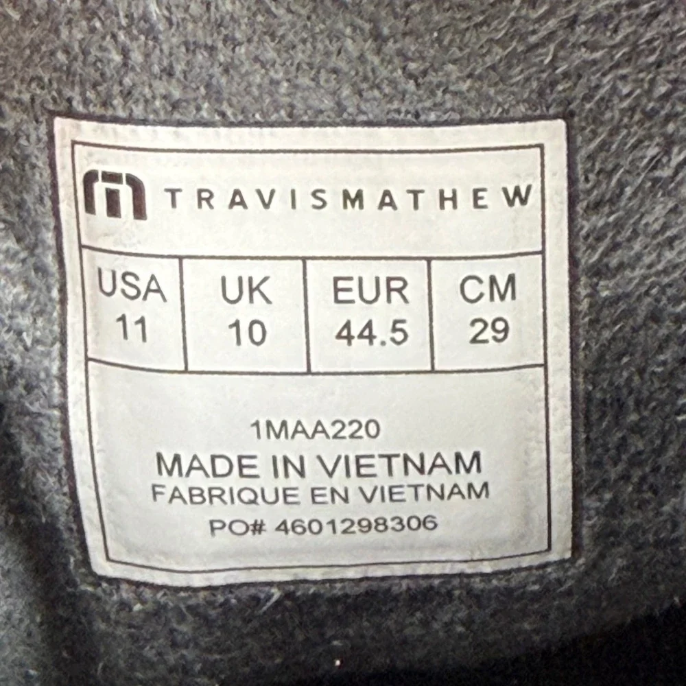 TravisMathew The Daily Knit Sneaker Men 11 Black White Athletic Golf Work Casual